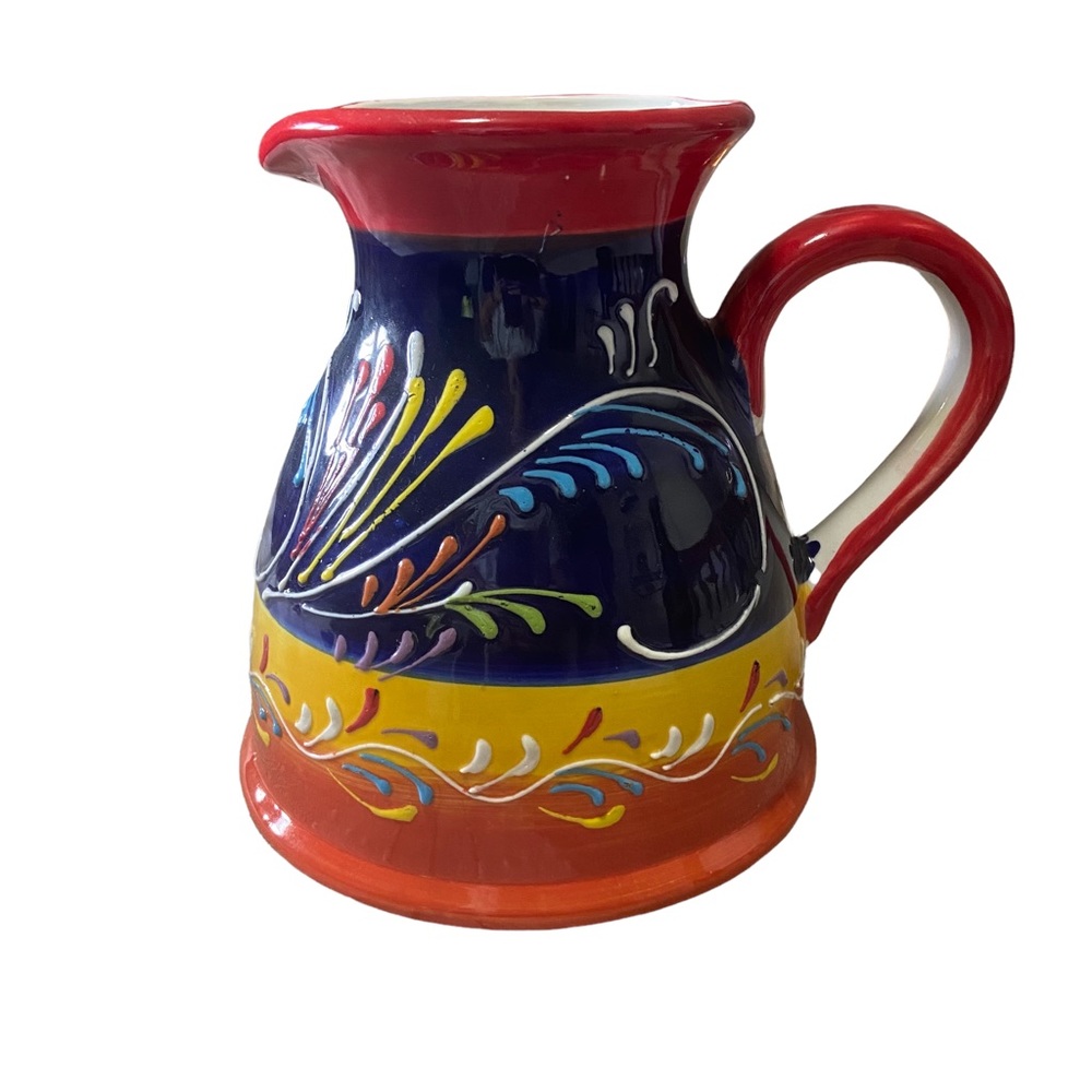 Handmade In Spain Colorful Ceramic Pitcher - Picture 2 of 6